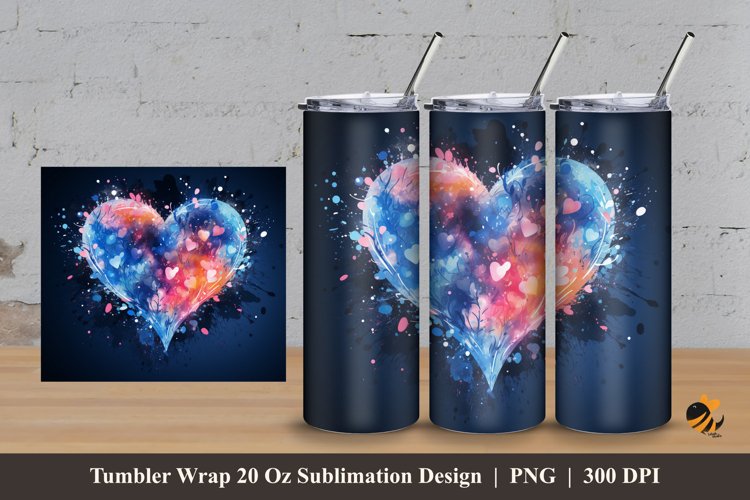 Ink Splash Love Tumbler Wrap Sublimation Design 3