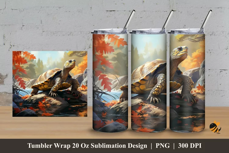 Wild Turtle Tumbler Wrap Sublimation Design 3
