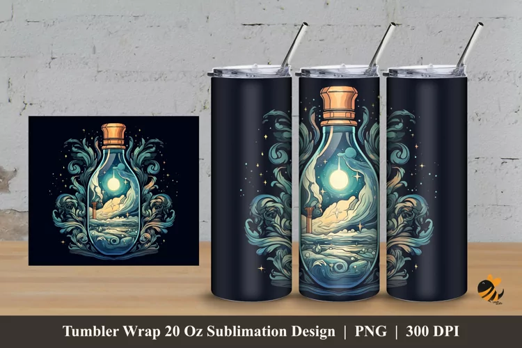 Magic Bottle Tumbler Wrap Sublimation Design 3