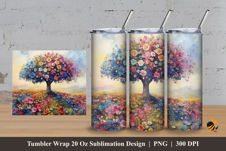 Miracle Garden Tumbler Wrap Sublimation Design 3 example image 1