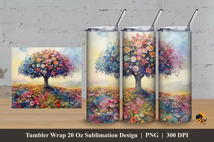 Miracle Garden Tumbler Wrap Sublimation Design 3