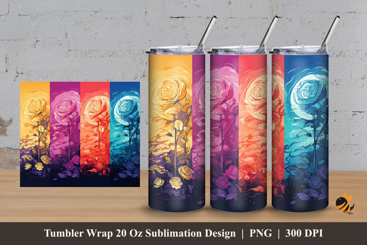 Rose Partition Tumbler Wrap Sublimation Design 3 example image 1