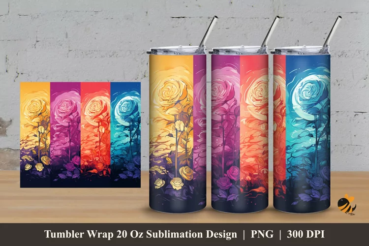 Rose Partition Tumbler Wrap Sublimation Design 3