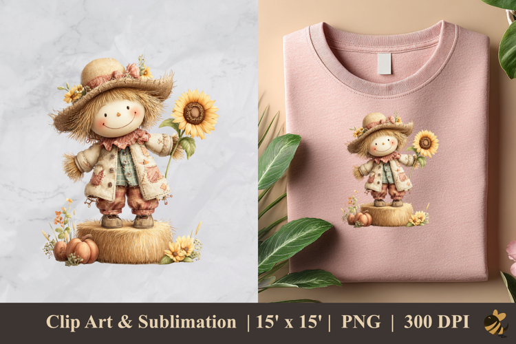 Whimsical Scarecrow DTF Sublimation Clipart Design 3