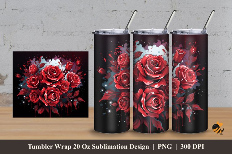 Smoky Rose Tumbler Wrap Sublimation Design 3