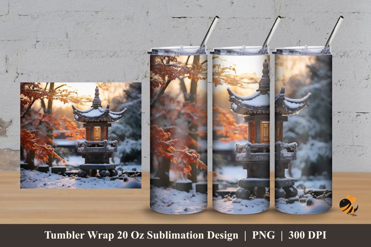 Chinese Garden Tumbler Wrap Sublimation Design 3