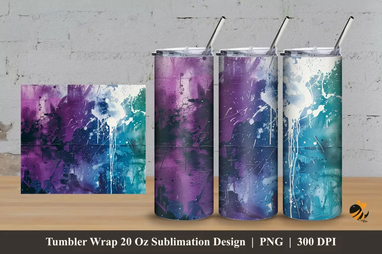 Abstract Splash Tumbler Wrap Sublimation Design 3