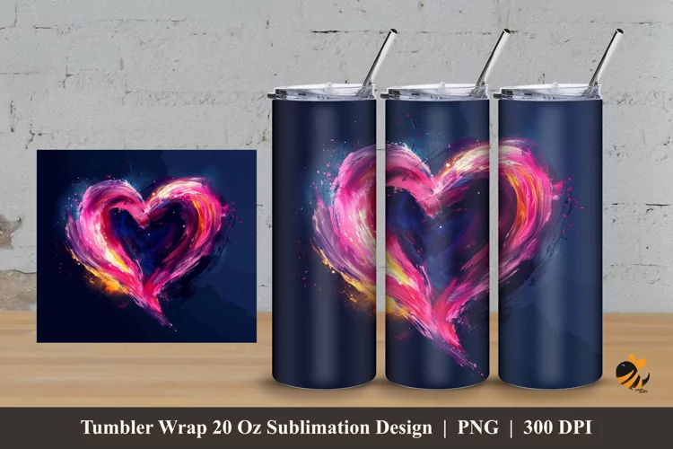 Brush Love Tumbler Wrap Sublimation Design 3