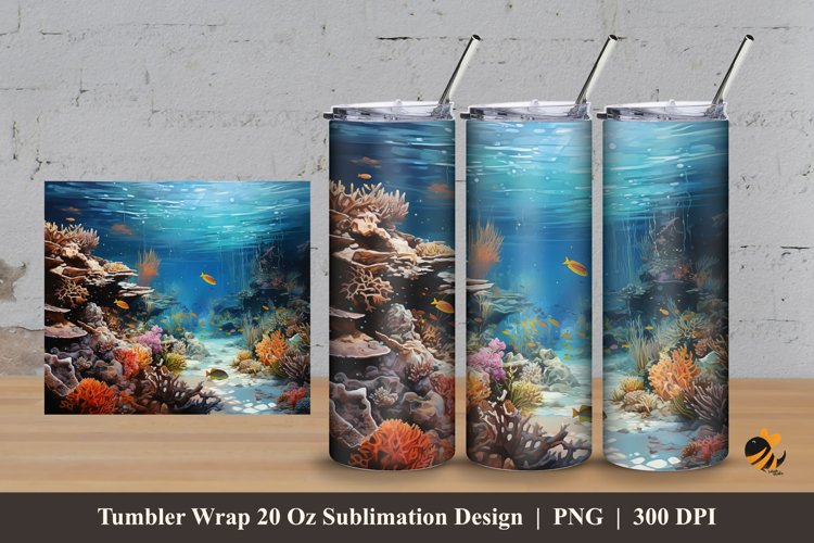 Sea Aquarium Tumbler Wrap Sublimation Design 3
