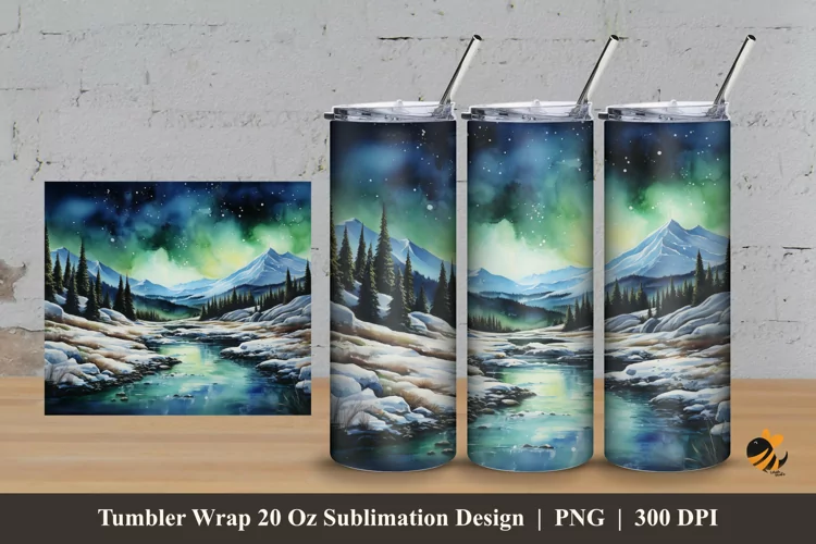Beauty Aurora At Nature Tumbler Wrap Sublimation Design 3
