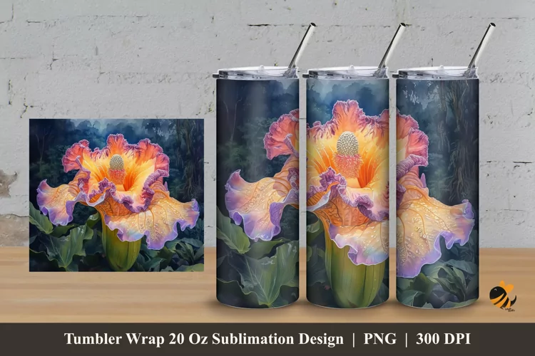 Pea Flowers Tumbler Wrap Sublimation Design 3
