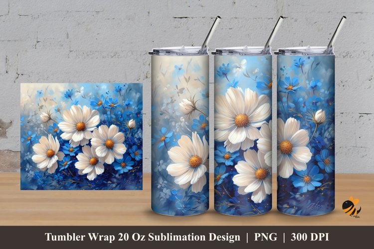 Cosmos Flower Tumbler Wrap Sublimation Design 3