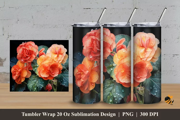 Rieger Begonias Tumbler Wrap Sublimation Design 3