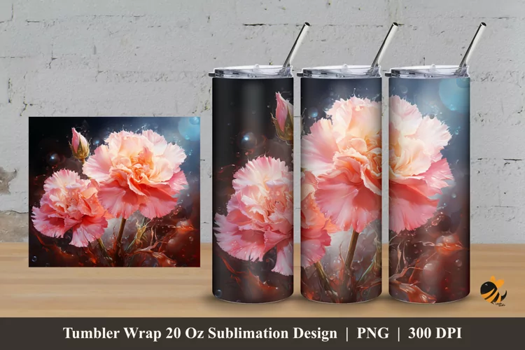 Glow Flower Tumbler Wrap Sublimation Design 3