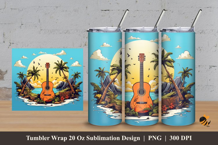 Nature And Guitar Tumbler Wrap Sublimation Design 3