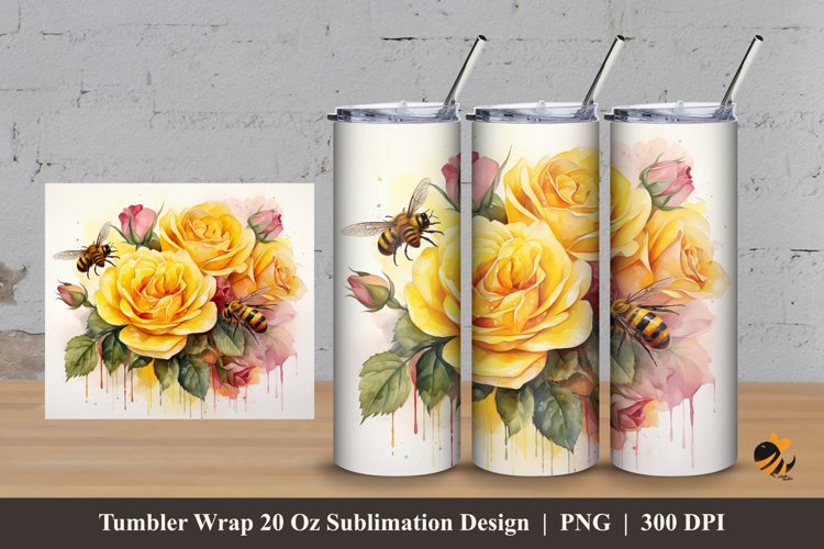 Sweet Rose Tumbler Wrap Sublimation Design 3 example image 1