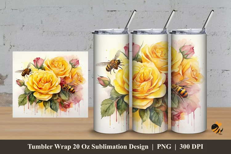 Sweet Rose Tumbler Wrap Sublimation Design 3