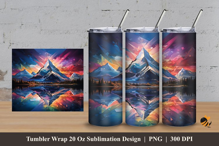 Mountains Sparkling Tumbler Wrap Sublimation Design 3
