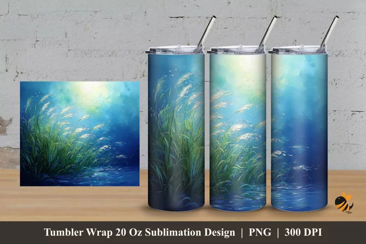 Posidonia Oceanica Tumbler Wrap Sublimation Design 3
