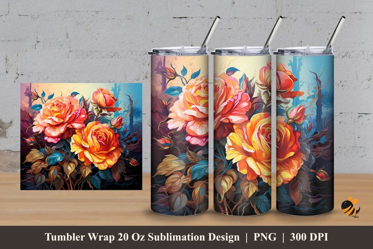 Rose At Garden Tumbler Wrap Sublimation Design 3 example image 1