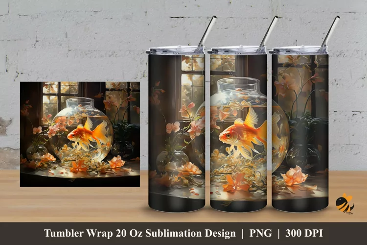 Small Aquarium Tumbler Wrap Sublimation Design 3