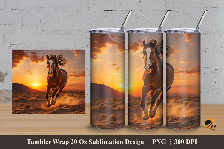 Wild Horse Tumbler Wrap Sublimation Design 3