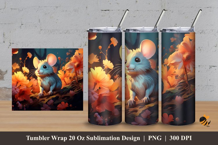 Cute Mouse Animals Tumbler Wrap Sublimation Design 3 example image 1