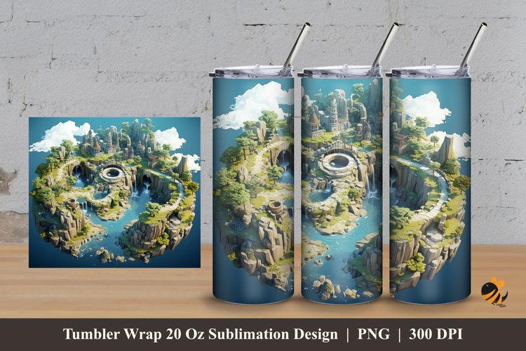 Beautiful Island Tumbler Wrap Sublimation Design 3 example image 1