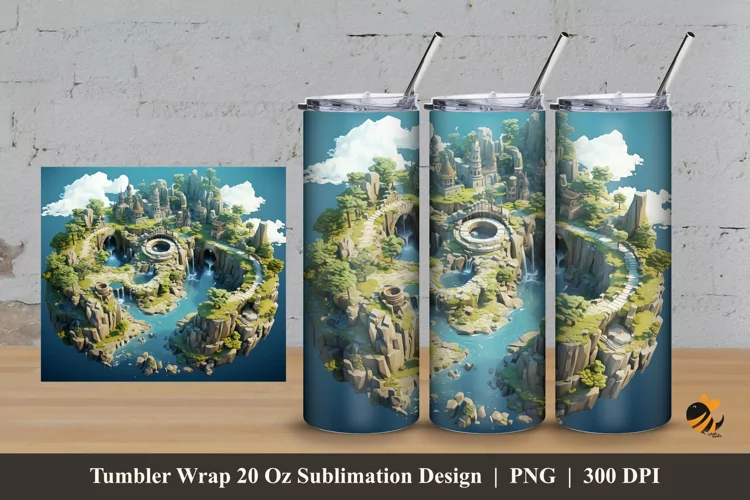 Beautiful Island Tumbler Wrap Sublimation Design 3