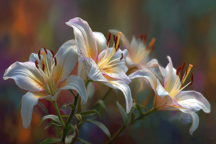 White Lilies Background