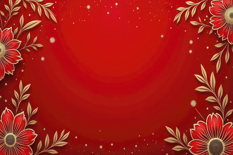 Red Gold Floral background