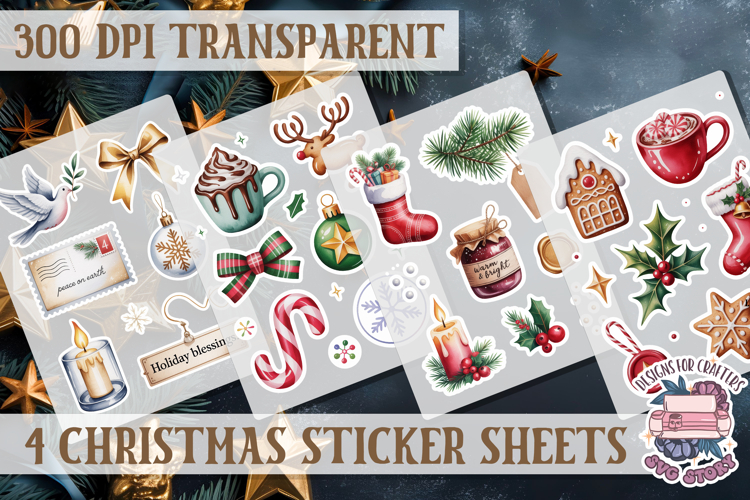 Christmas Watercolor Sticker Sheet Winter 4 PNG