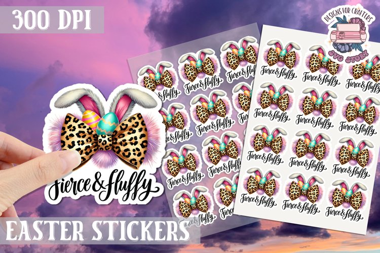 Easter Leopard Print Bow sticker Cute Coquette Bunny PNG