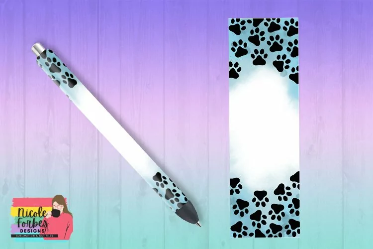 Blue Paw Print Pen Wrap Sticker