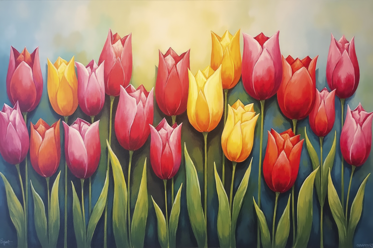 Tulips in Full Bloom Background Wallpaper