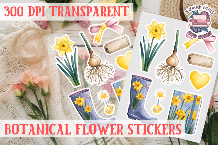 Flowers sticker sheet Spring Botanical Summer Scrapbook PNG
