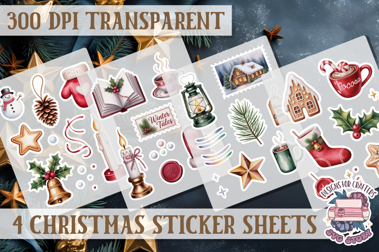 Christmas Watercolor Sticker Sheet Winter 4 PNG