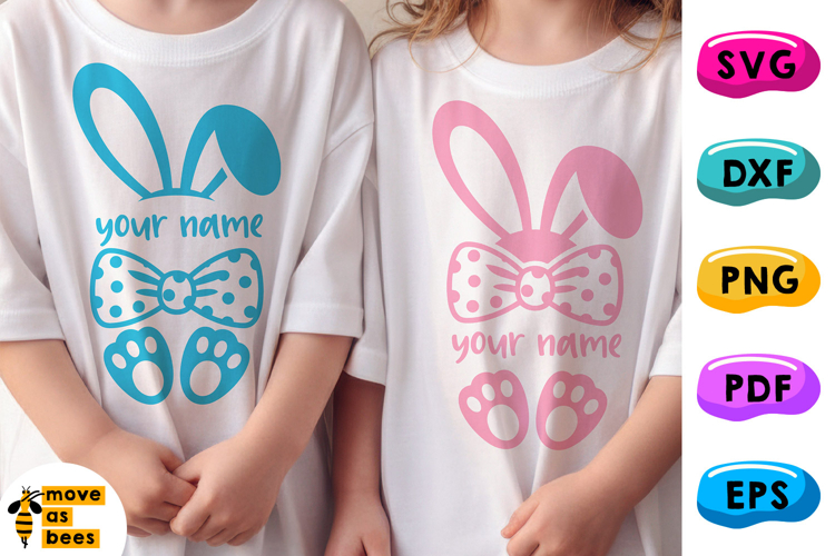 Bunny with Bow SVG, PNG, Boy, Girl Bunny Shirt, Kids Easter