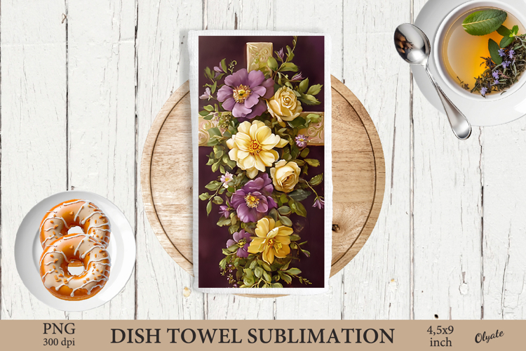Watercolor Easter Cross Dish Towel Sublimation PNG