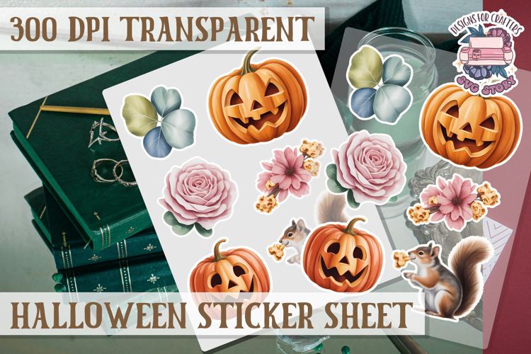 Halloween sticker sheet Creepy Scrapbook PNG Funny Skulls