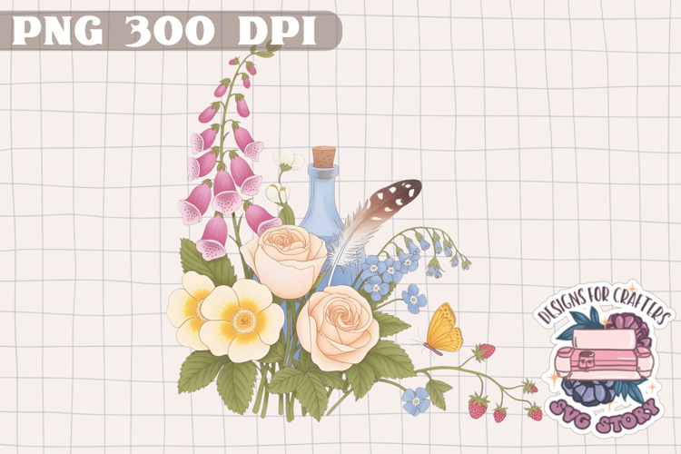 Watercolor Delicate Cottage core Summer Clipart PNG