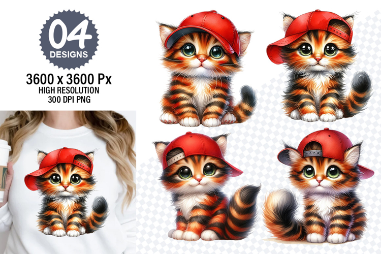 Cute Cat Clipart Designs, Cat Lover Sublimation PNG