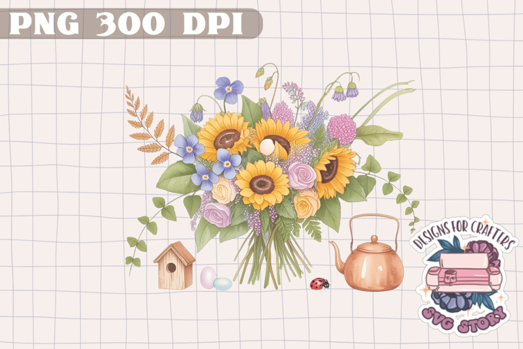 Watercolor Delicate Cottage core Summer Clipart PNG