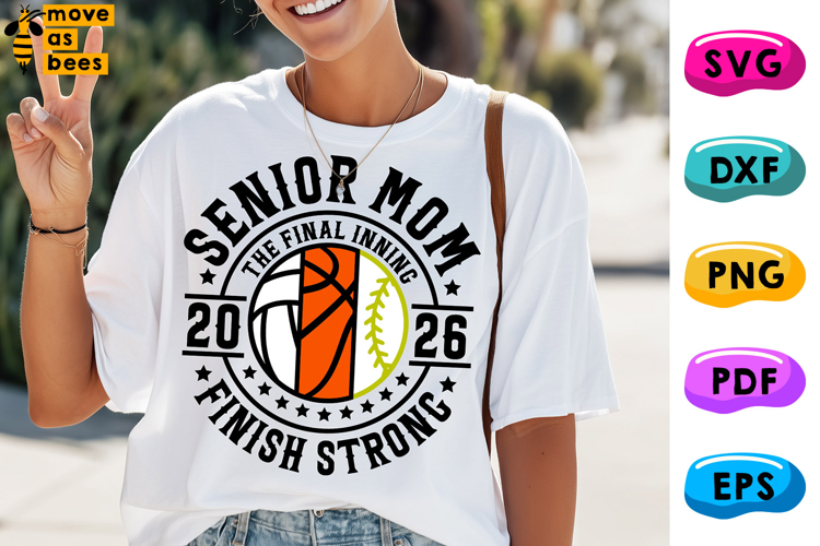 Multisport Senior Mom Svg, Png,Basketball Softball Volleybal