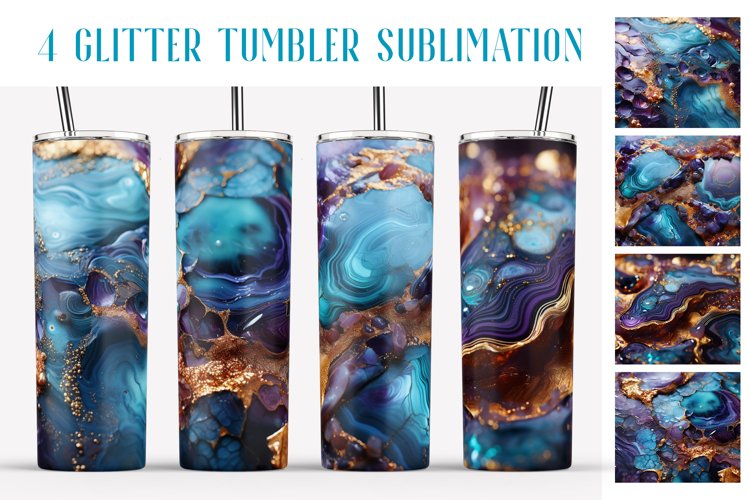 Glitter Tumbler Sublimation. Blue Marble Tumbler Designs example image 1