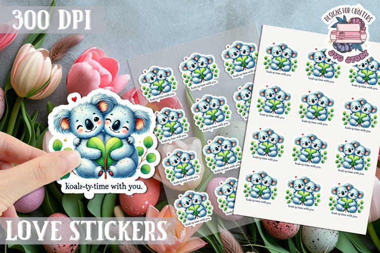 Love sticker Sheet Valentine Day Cute Animals Quote PNG