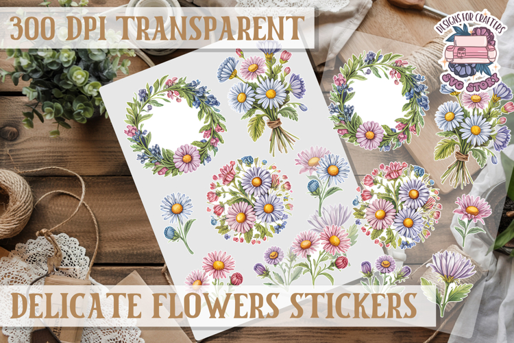 Summer sticker Delicate Scrapbook PNG Flowers Botanical
