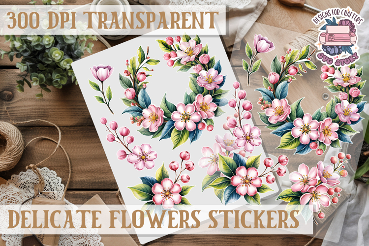 Summer sticker Delicate Scrapbook PNG Flowers Botanical