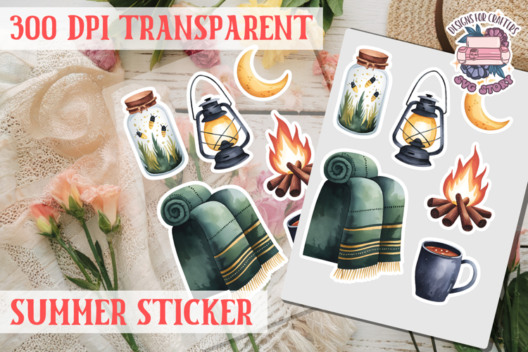 Summer sticker Cute flowers Love Picnic Beach Spring example image 1