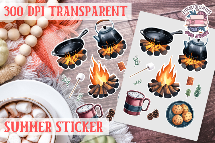 Summer sticker Cute flowers Love Picnic Beach Spring example image 1